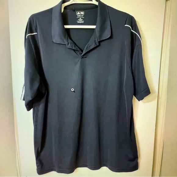 Adidas men’s climate A76 MCL navy  Polo Shirt golf with white stripe - Picture 1 of 4